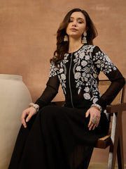 White Romance Embroidered Top With Palazzos & Jacket