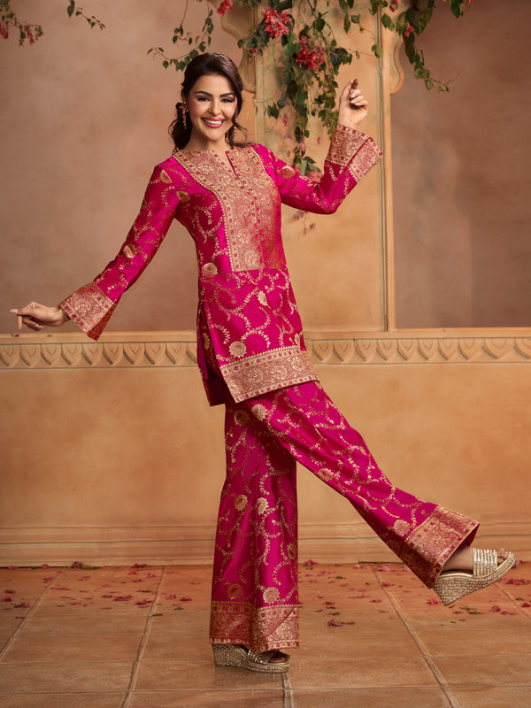 Floral Embroidered Tunic with Palazzos