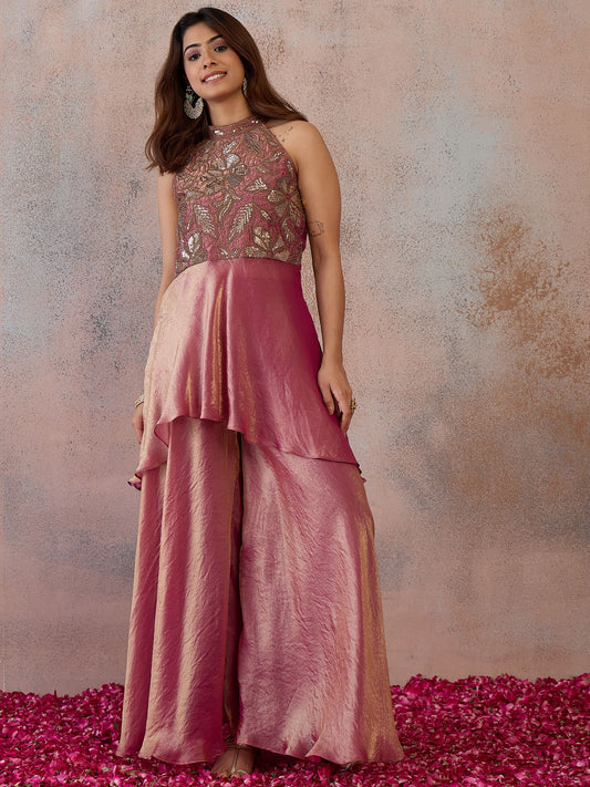 Organza Embellished Top with Trousers