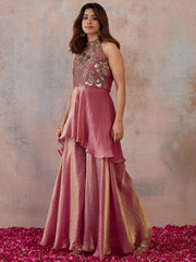 Organza Embellished Top with Trousers
