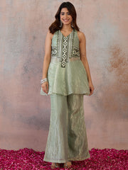 Organza Embellished Top with Palazzos