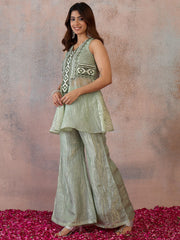 Organza Embellished Top with Palazzos