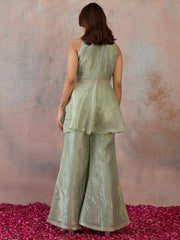 Organza Embellished Top with Palazzos