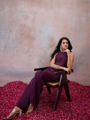 Floral Embroidered Top with Palazzos