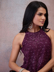 Floral Embroidered Top with Palazzos