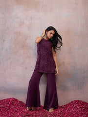Floral Embroidered Top with Palazzos