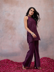 Floral Embroidered Top with Palazzos