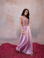Grandeur & Majestic Artwork Organza Embroidered Top with Skirt