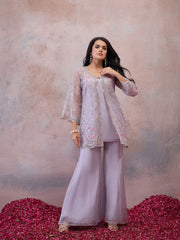 Floral Organza Embroidered Top with Palazzos