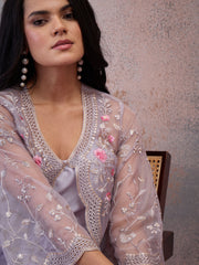Floral Organza Embroidered Top with Palazzos