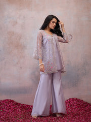 Floral Organza Embroidered Top with Palazzos