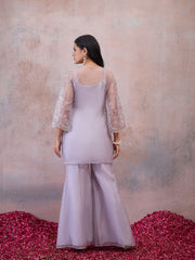 Floral Organza Embroidered Top with Palazzos