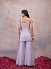 Floral Organza Embroidered Top with Palazzos