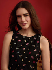 Silk Embroidered Top with Palazzos