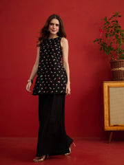 Silk Embroidered Top with Palazzos