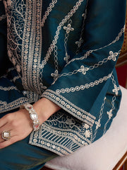 Silk Embroidered Top with Palazzos