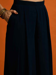 Grandeur & Majestic Artwork Embroidered Top with Palazzos