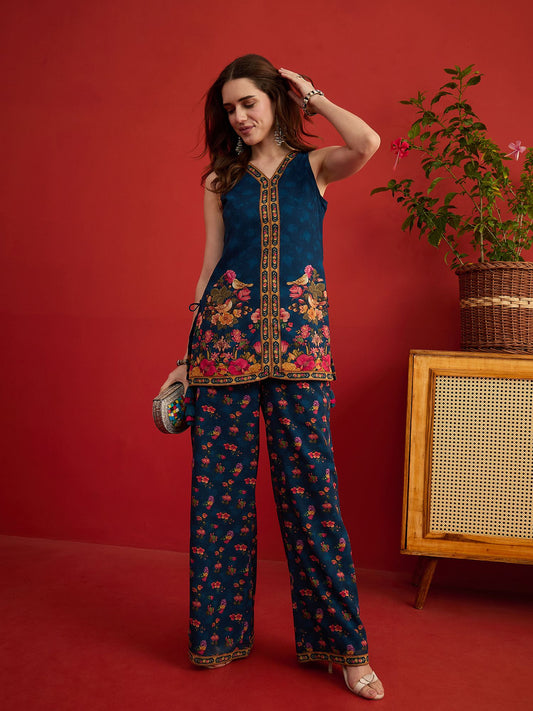 Floral Printed Top with Palazzos