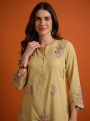 Floral Silk Embroidered Top with Palazzos