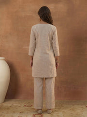 Floral Linen Embroidered Top with Palazzos