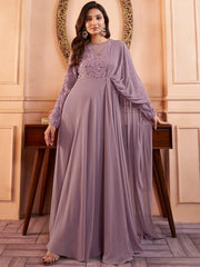 Lavender Embroidered Elevated Gown