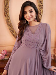 Lavender Embroidered Elevated Gown