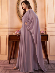 Lavender Embroidered Elevated Gown