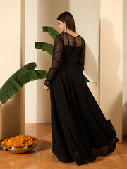 Sequinned Embroidered Georgette Fit & Flare Maxi Ethnic Dress