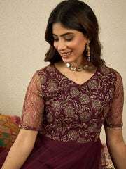 Women Floral Embellished Sequinned Fit & Flared Ethnic Maxi Dress