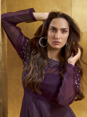 Embroidered A-Line Ethnic Maxi Dress