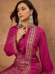 Embroidered Mandarin Collar Maxi Ethnic Dresses