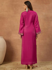 Embroidered Mandarin Collar Maxi Ethnic Dresses