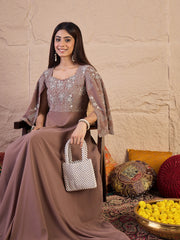 Embellished Square Neck Gown Maxi Georgette Ethnic Dress