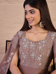 Embellished Square Neck Gown Maxi Georgette Ethnic Dress