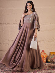 Embellished Square Neck Gown Maxi Georgette Ethnic Dress