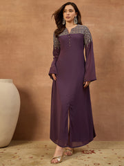 Ethnic Motifs Sequinned Embroidered Round Neck Gown Ethnic Dresses