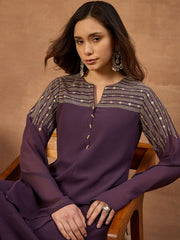 Ethnic Motifs Sequinned Embroidered Round Neck Gown Ethnic Dresses