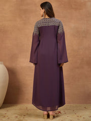 Ethnic Motifs Sequinned Embroidered Round Neck Gown Ethnic Dresses