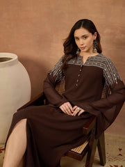Embroidered Mandarin Collar Maxi Ethnic Dresses