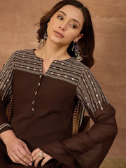 Embroidered Mandarin Collar Maxi Ethnic Dresses