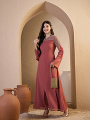 Women Ethnic Motifs Sequinned Embroidered Ethnic Dress