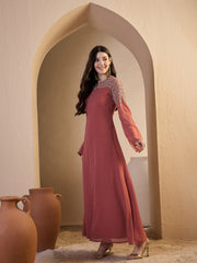 Women Ethnic Motifs Sequinned Embroidered Ethnic Dress