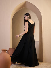Embroidered Round Neck Gown Maxi Dresses