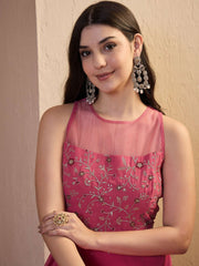 Women Floral Zari and Sequinned Embroidered Ethnic Dress