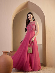 Women Floral Zari and Sequinned Embroidered Ethnic Dress
