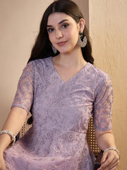 Ethnic Motifs Embroidered Flared Ethnic Dress