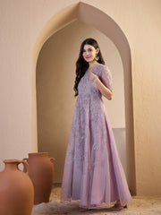 Ethnic Motifs Embroidered Flared Ethnic Dress