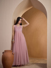 Women Floral Thread Embroidered Ethnic Dress