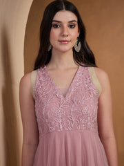 Women Floral Thread Embroidered Ethnic Dress