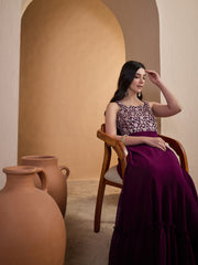 Women Floral Zari and Sequinned Embroidered Ethnic Dress